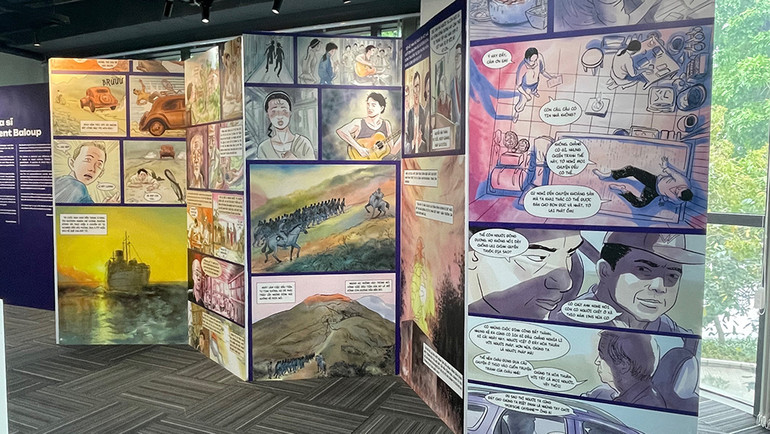Trưng bày một số phần trong truyện tranh của tác giả Clément Baloup.
