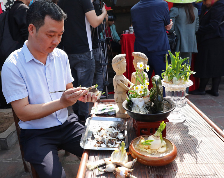 Gọt thủy tiên là một thú vui với nhiều người trong thời gian chờ đón Tết.