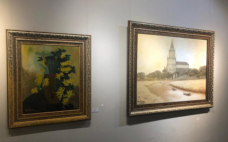 Tranh tĩnh vật và tranh phong cảnh của họa sĩ Thế Hùng.