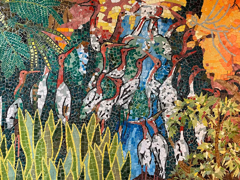 Đàn hạc hạnh phúc. Tranh Mosaic.