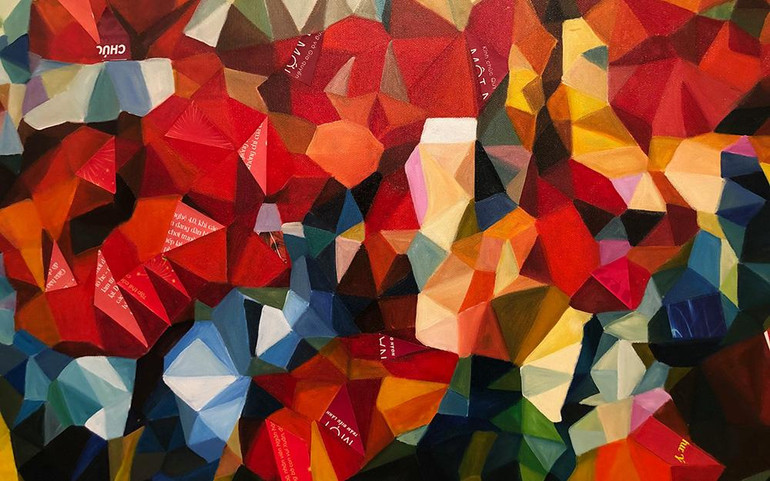 Một bức tranh của Thủy khi nhìn gần.