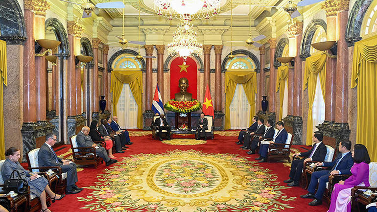 Quang cảnh buổi tiếp tại Phủ Chủ tịch.