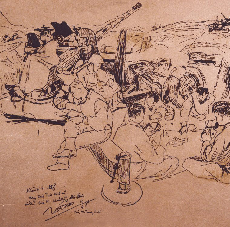 Khẩu đội 4 đang đánh tú lơ khơ.