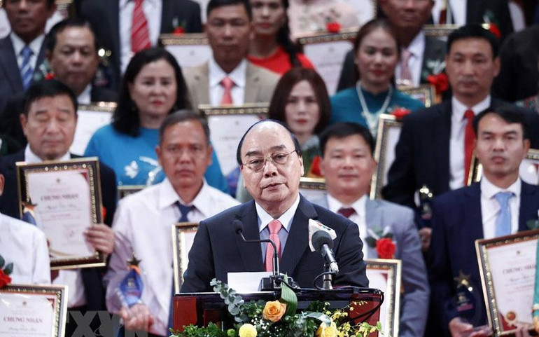 Chủ tịch nước Nguyễn Xuân Phúc phát biểu tại buổi lễ.