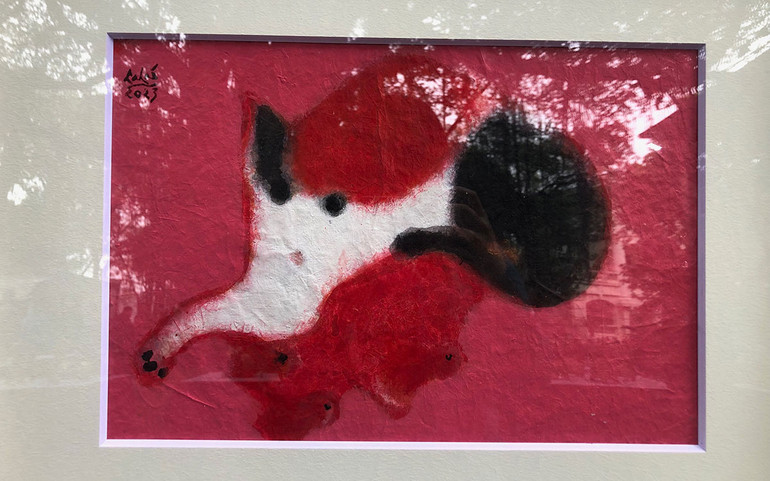 Tác phẩm “Tam thể sắc hồng” của họa sĩ Phạm Hà Hải.