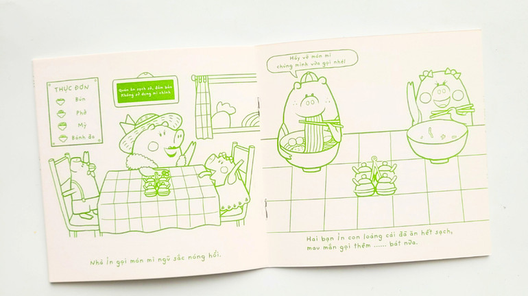 Bộ truyện cho các em tập tô màu và điền câu văn.