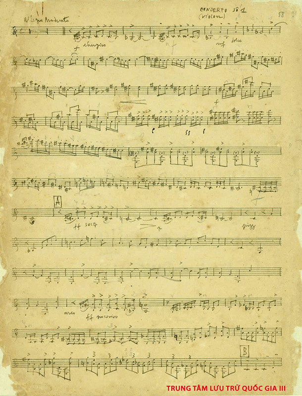 Bản thảo của nhạc sĩ Hoàng Vân được lưu giữ tại Trung tâm Lưu trữ Quốc gia 3.