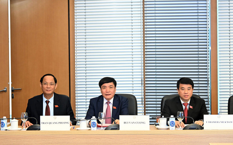 Các đại biểu Quốc hội Việt Nam dự buổi hội đàm trực tuyến.