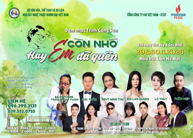 Các nghệ sĩ sẽ tham gia đêm nhạc.