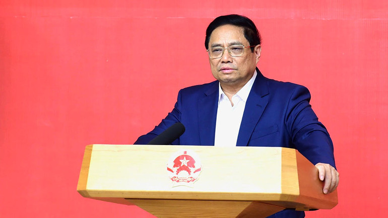 Thủ tướng Phạm Minh Chính phát biểu tại phiên họp thứ nhất của Tiểu ban Kinh tế-Xã hội Đại hội đại biểu toàn quốc lần thứ XIV của Đảng.