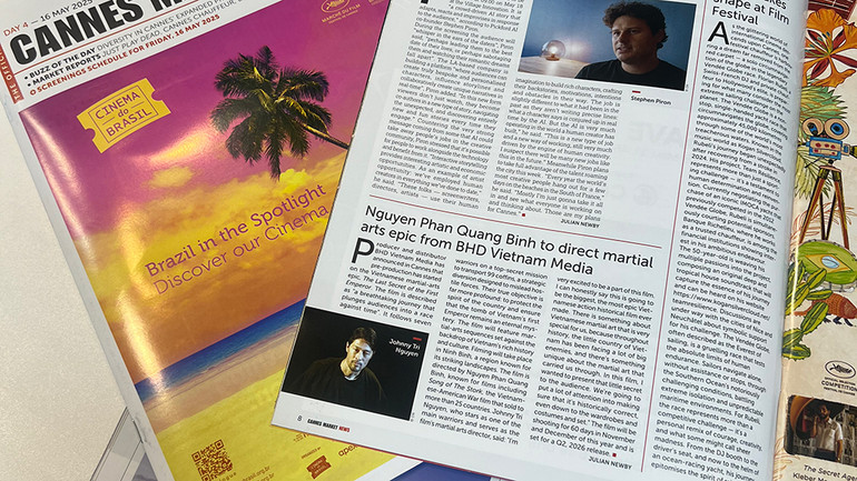 Bài giới thiệu về dự án phim trên bản tin Thị trường Cannes.