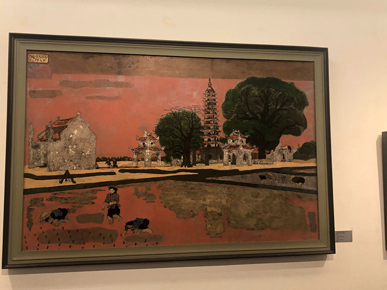 Tranh "Chùa Tháp Phổ Minh" của họa sĩ Nguyễn Sáng tại Bảo tàng Mỹ thuật Việt Nam.