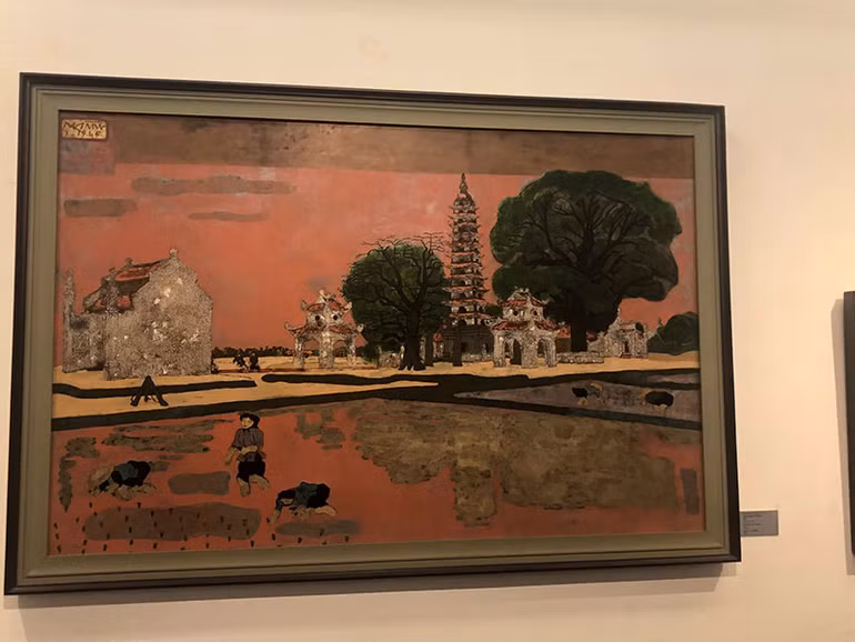 Tranh "Chùa Tháp Phổ Minh" của họa sĩ Nguyễn Sáng tại Bảo tàng Mỹ thuật Việt Nam.