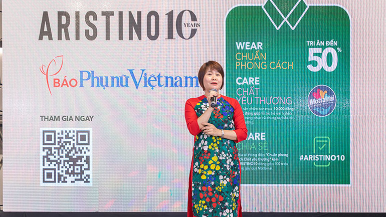 Tổng Biên tập báo Phụ Nữ Việt Nam Nguyễn Thị Thục Hạnh phát biểu tại buổi lễ.