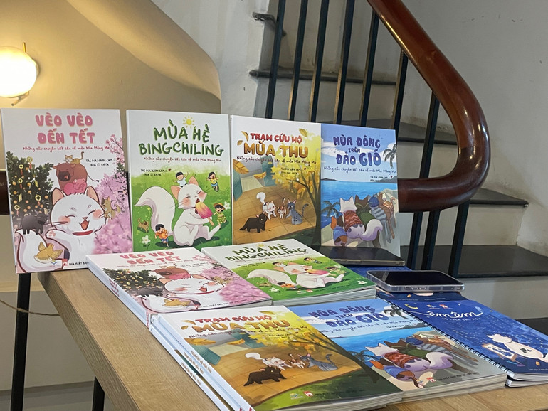 Bộ sách thiếu nhi “Những câu chuyện bất tận về nàng mèo Mía Mộng Mơ”.