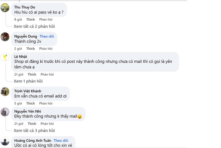 Nhiều bạn trẻ tìm cách "săn vé" trên Fanpage. (Ảnh chụp màn hình)