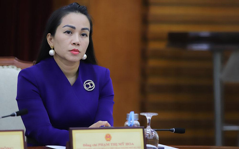 Bà Phạm Thị Mỹ Hoa, Giám đốc Sở Văn hóa Thể thao Hà Nội tại buổi họp báo.