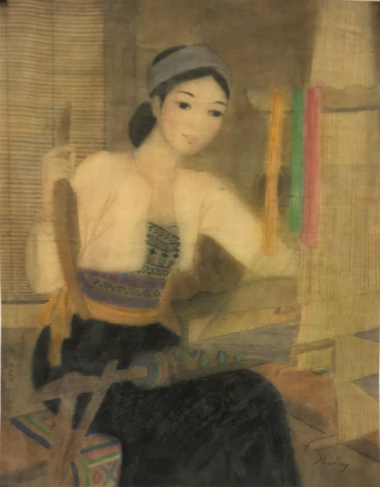 Cô gái dệt vải. Tác giả Minh Mỹ.