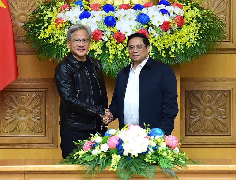 Thủ tướng Phạm Minh Chính tiếp ông Jensen Huang, Chủ tịch kiêm Giám đốc điều hành Tập đoàn NVIDIA.