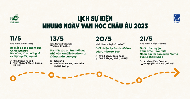 Lịch sự kiện của Nhã Nam.