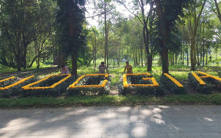 Trang trí phục vụ lễ hội Gò Tháp.