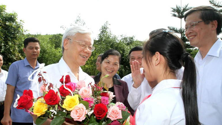 Tổng Bí thư Nguyễn Phú Trọng trong chuyến thăm, làm việc với tỉnh Lai Châu vào trung tuần tháng 7 năm 2016.