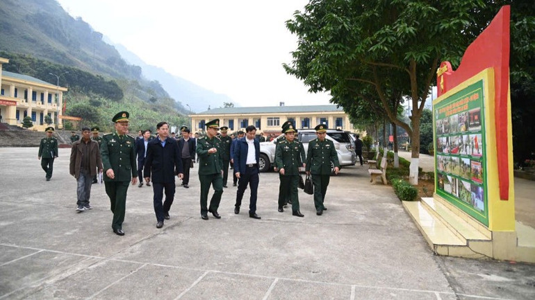 Đoàn kiểm tra công tác chuẩn bị các hoạt động trong chương trình tại Tiểu đoàn Huấn luyện-Cơ động, Bộ đội Biên phòng Lai Châu.