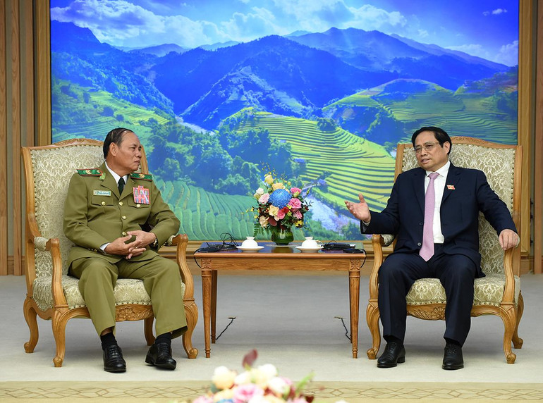 [Ảnh] Thủ tướng Phạm Minh Chính tiếp Phó Thủ tướng, Bộ trưởng Công an Lào ảnh 2