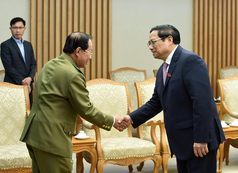 [Ảnh] Thủ tướng Phạm Minh Chính tiếp Phó Thủ tướng, Bộ trưởng Công an Lào ảnh 1