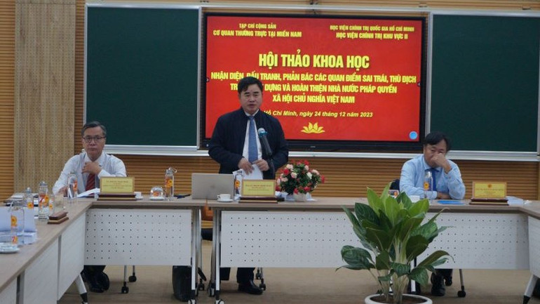 PGS, TS Phạm Minh Tuấn, Phó Tổng Biên tập phụ trách Tạp chí Cộng sản phát biểu kết luận Hội thảo.