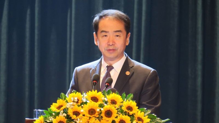 Ông Hà Vĩ, Đại sứ Trung Quốc tại Việt Nam, phát biểu.