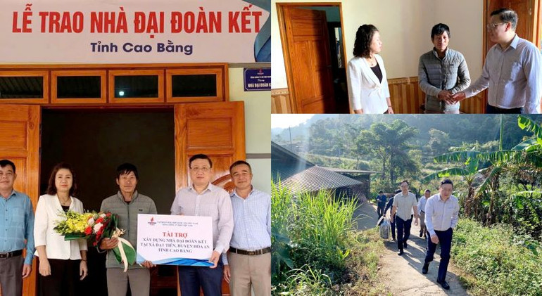 Đoàn công tác thăm hỏi và trao tặng 2 căn nhà Đại đoàn kết tại vùng sâu xa tỉnh Cao Bằng.