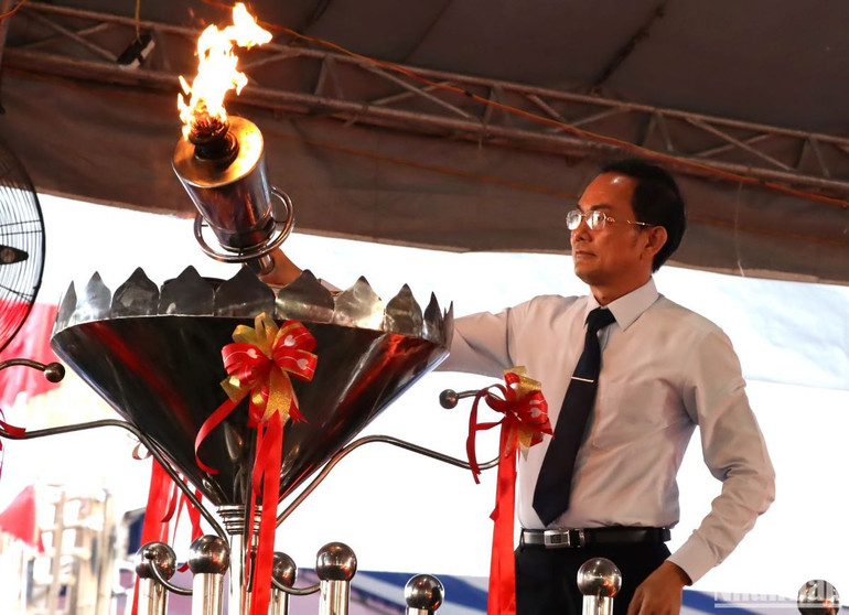 Đồng chí Võ Văn Chánh tại lễ tuyển quân thành phố Biên Hòa tháng 2/2023.