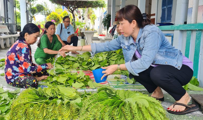Chọn lựa và sắp ốp trầu trước khi giao bán cho thương lái.