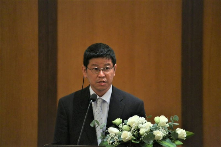 Ông Iwai Masaaki, Đại diện Cơ quan Hợp tác quốc tế Nhật Bản phát biểu tại hội thảo.