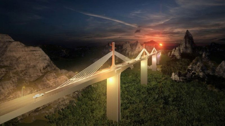 Phối cảnh một đoạn cầu cạn trên tuyến đường cao tốc Đồng Đăng-Trà Lĩnh.