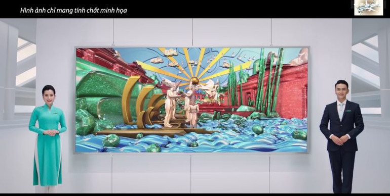 Bức phù điêu mô phỏng câu chuyện văn hóa Việt.