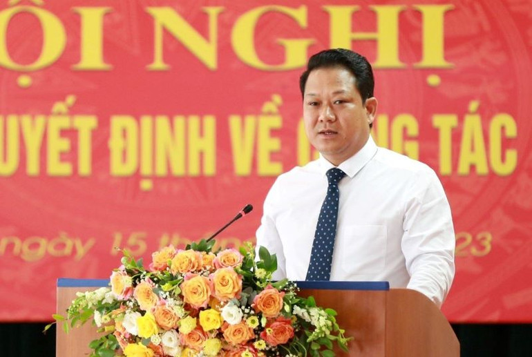 Tân Chủ tịch Hội đồng thành viên Tổng Công ty Quản lý bay Việt Nam Lê Hoàng Minh phát biểu nhận nhiệm vụ.