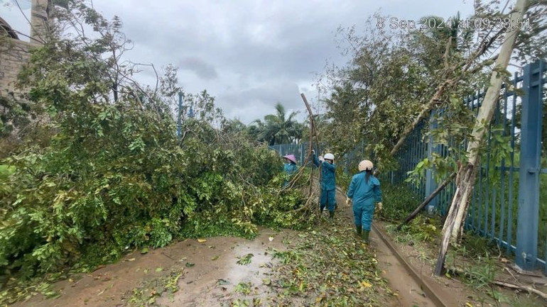 Cán bộ, công nhân viên Công viên Sun World Hạ Long tập trung khắc phục sự cố sau bão. Cán bộ, công nhân viên Công viên Sun World Hạ Long tập trung khắc phục sự cố sau bão.