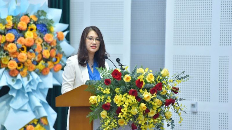 Bà Nguyễn Thanh Hương, Giám đốc quốc gia của IATA tại Việt Nam phát biểu.