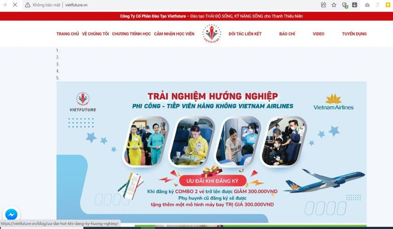 Các kênh thông tin và kênh bán chính thức của chương trình Vietfuture Day Camp – Trải nghiệm Hướng nghiệp thực tế Vietnam Airlines.