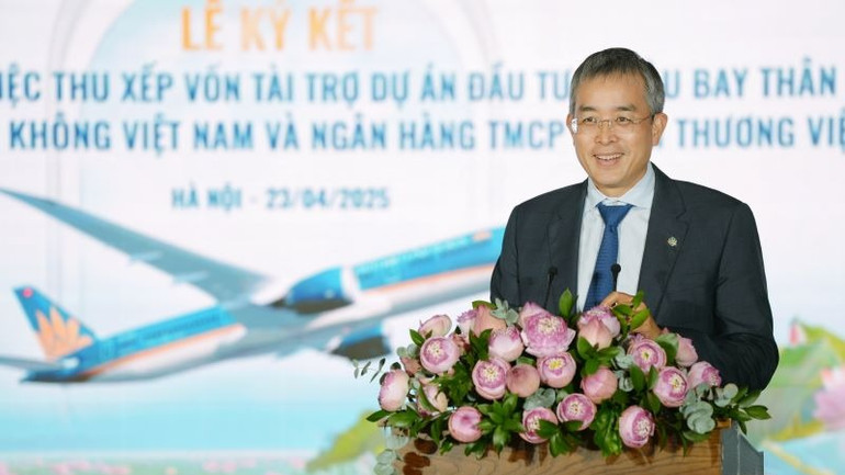 Ông Đặng Ngọc Hòa, Chủ tịch Hội đồng quản trị Vietnam Airlines phát biểu.