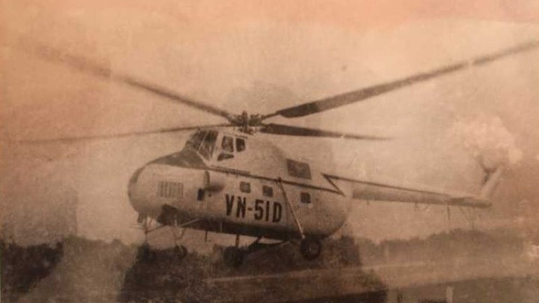 Máy bay trực thăng số hiệu VN-51D đưa Bác ra với đồng bào trên đảo Cô Tô ngày 9/5/1961. (ảnh tư liệu)