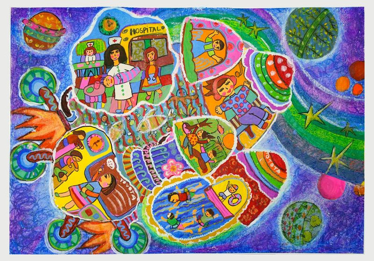 Ô-tô xây dựng những khu nghỉ dưỡng homestay trên mặt trăng (tranh đạt giải Nhì năm 2022).