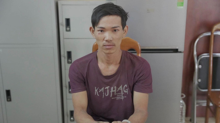 Nghi can Nguyễn Thanh Tâm tại cơ quan Công an. (Ảnh: Công an cung cấp)