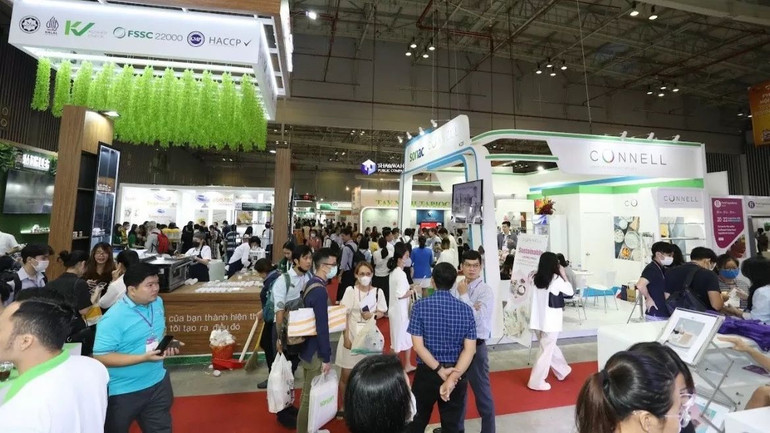 Hoạt động triển lãm thực phẩm và đồ uống năm 2023. (Ảnh: Ban tổ chức cung cấp) Hoạt động triển lãm thực phẩm và đồ uống năm 2023. (Ảnh: Ban tổ chức cung cấp)