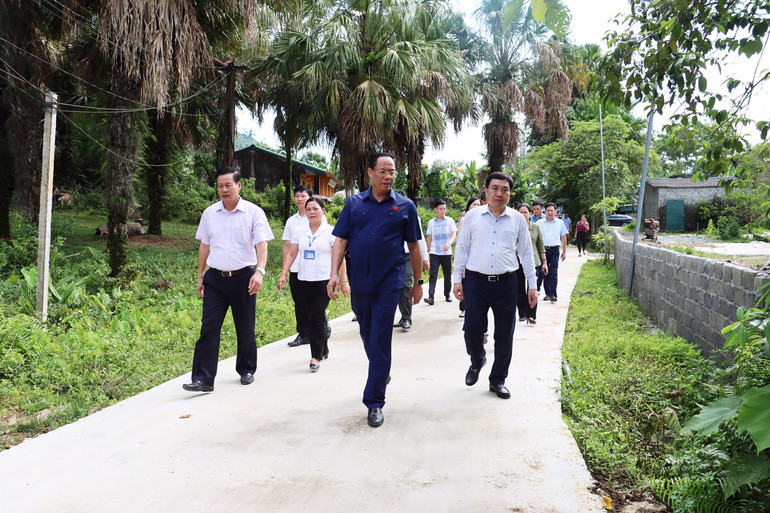 Phó Chủ tịch Quốc hội Trần Quang Phương kiểm tra chương trình xây dựng nông thôn mới tại xã Ngọc Linh, huyện Vị Xuyên.