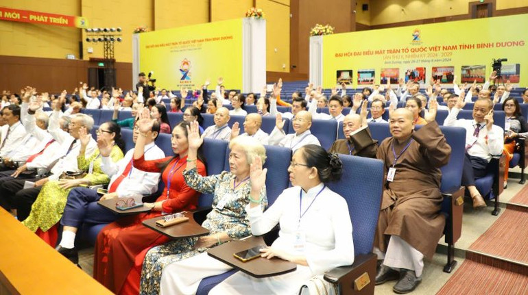 Các đại biểu biểu quyết tại đại hội.