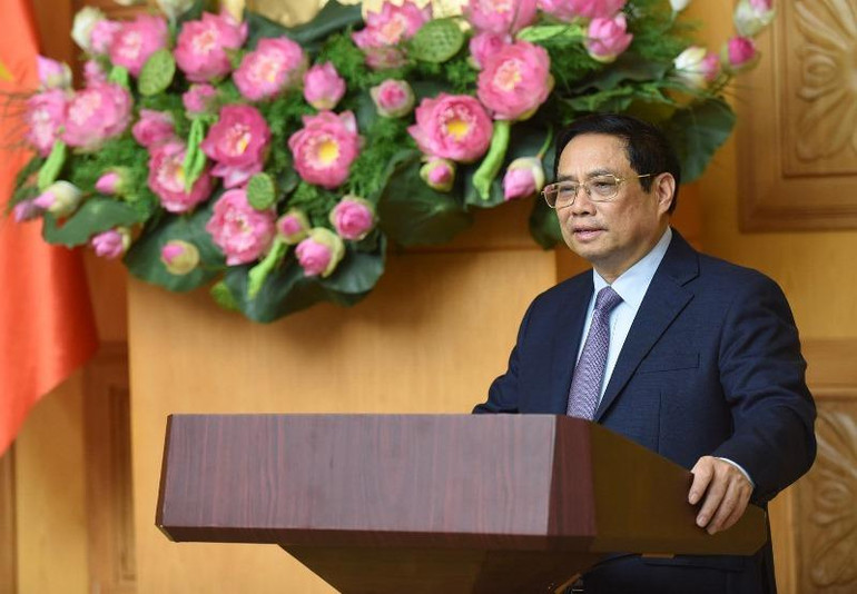 Thủ tướng Phạm Minh Chính phát biểu tại buổi đối thoại.