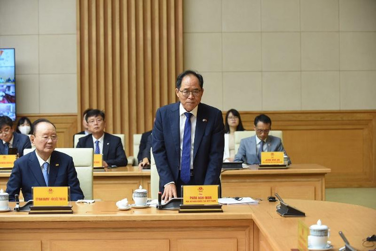 Đại sứ Hàn Quốc tại Việt Nam Park Noh Wan phát biểu.